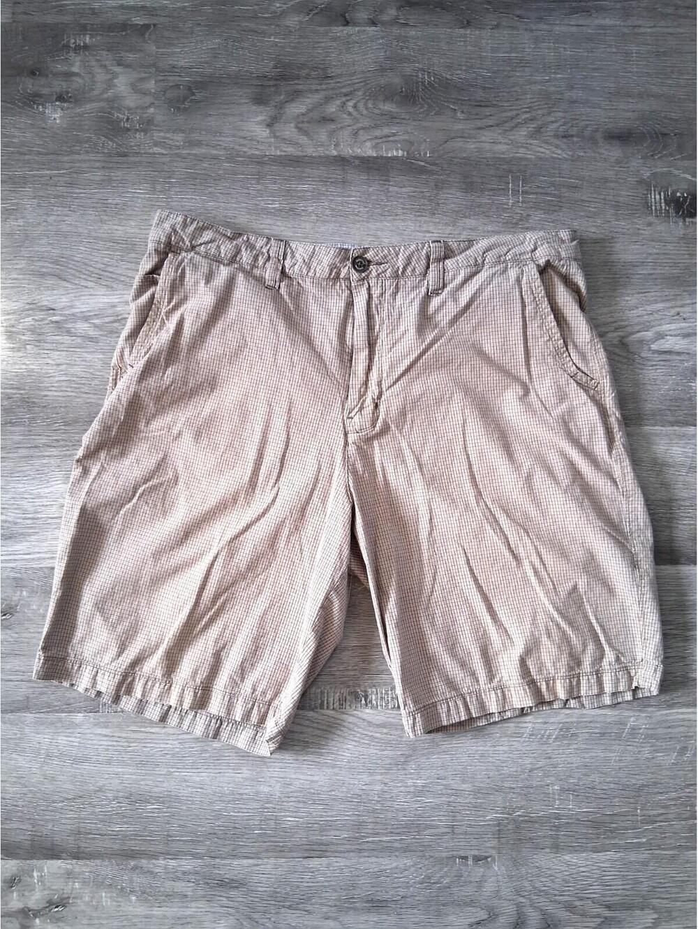 Quicksilver Waterman Collection Men's Size 36 Waist Beige Checked Casual Shorts